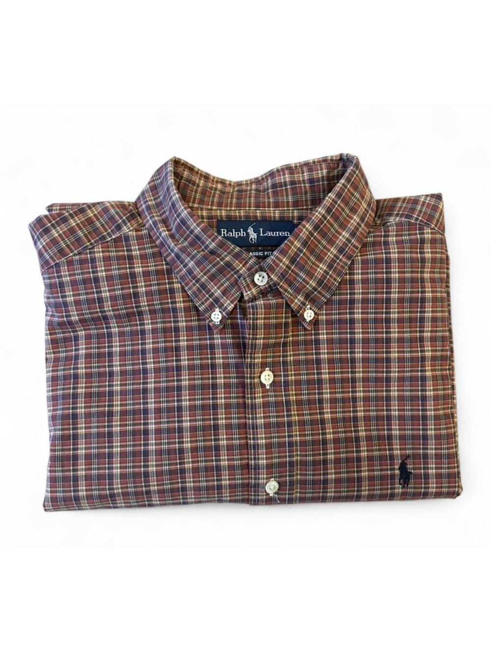 Polo Ralph Lauren Classic Fit Plaid Shirt Men’s 2XL Burnt Orange Tan